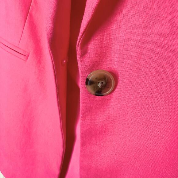 J.Crew Factory Linen Blend Long Sleeve Holland One Button Blazer Jacket 6 Pink - Picture 6 of 11